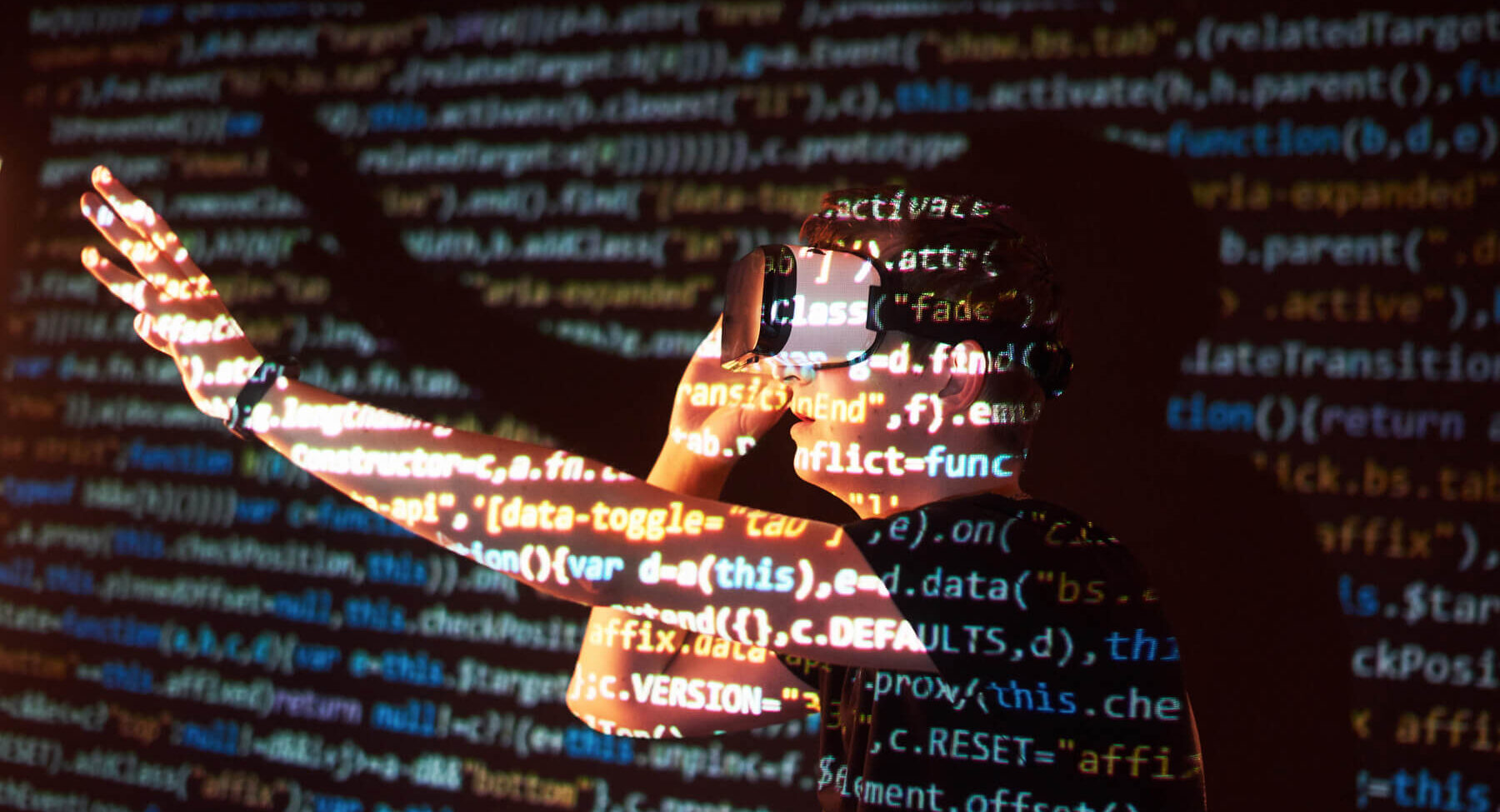 double exposure of a caucasian man and virtual rea 2023 11 27 04 56 44 utc